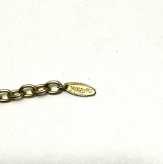 Vintage Signed VCLM Bracelet Gold Tone w/ Pink & Orange Stones 8″ Long 2.5″ Wide