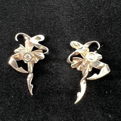 Vintage Gold Vermeil Ballerina Dancer Screw Back Earrings 1.5″ Made in Mexico