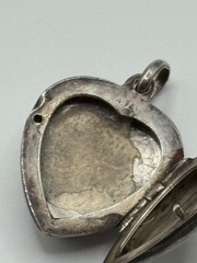 Vintage Sterling Silver Black Onyx Heart Locket Pendant