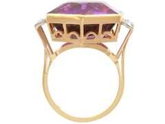 Vintage 19.84Ct Amethyst and 0.24Ct Diamond 9k Yellow Gold Dress Ring