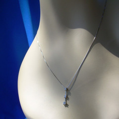 EARTH MINED DIAMOND Deco 3 STONE Style Necklace Box Chain 18 inch SOLID 14K GOLD