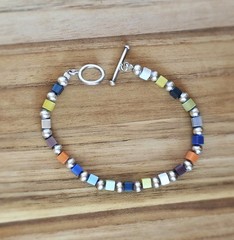 Rare Silpada B0641 Sterling Silver Moonglow Glass Bead Bracelet Retired Vintage