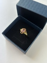 Vintage Pink Cubic Zirconia Ring Gold Plated Womens Size 6.5
