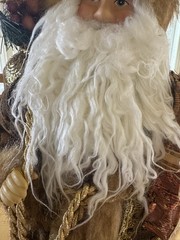 Old World Vintage Santa-Tapestry Gold Faux Fur-Stand Alone-18” Tall-Regal
