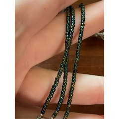 Vintage Sterling Silver Amethyst Peridot Triple Strand Beaded Necklace 17.75”