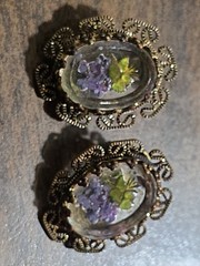 1960s Vintage Molded Glass Intaglio Cameo Clip-On Earrings