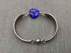 Vintage Silver Plate Spoon Bracelet Antique Magnetic Clasp & Lobster Claw Chain