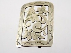 Vintage Marked RJ 800 Silver Flower Design Brooch Curved Motif Pin Flowers 10.6g