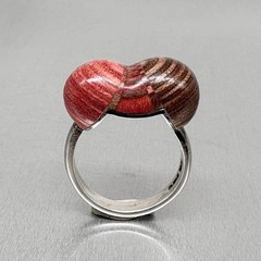 Vtg PETER CHATWIN British Modernist Contemporary STERLING WOOD RING 1980 Signed