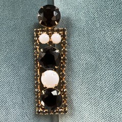 VINTAGE 1980’s BLACK RHINESTONE & MILK GLASS DANGLE CHANDELIER EARRINGS