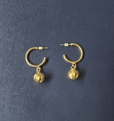 Vintage Gold Tone Wire Wrapped Love Knot Hoop Earrings Dangle Drop