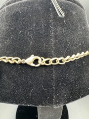 Art Deco Style Glass Bead Necklace Clear & Black & White Stripe 21”