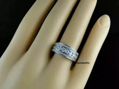 3Ct Half Eternity Round Cut Lab Created Diamond 925 Silver Anniversary Band Ring