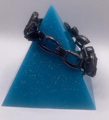 VTG D&E Juliana Black/Jet Glass Rhinestone 5 Link Bracelet 7″ MCM Timeless