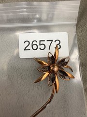 Vintage Copper Flower Brooch READ