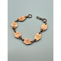 Mixed Metal Mid Century Copper and Brass Chain Link Bracelet Handcrafted Jewelry