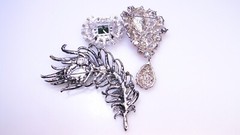 Gorgeous Big Rhinestone Pins Red Pink Signed Blue Green 3pc Pin Lot