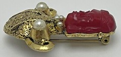 Vintage Selro Selini Asian Thai Princess Brooch Pin Faux Pearls Jewelry Unsigned