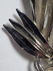 Vintage Silvertone Leaves Foliage Flame 3D Brooch Mid Century Fashion Jewelry