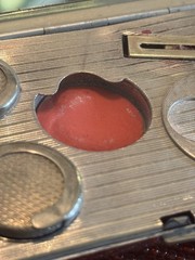 1920s Art Deco Enamel Compact Purse Mirror Powder Rouge Case w/ Chain Handle