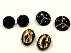 CELEBRITY BLACK GOLD SILVER RHINESTONE ENAMEL POST CLIP ON EARRINGS MCM LOT 20