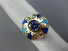 ESTATE 1.03CT DIAMOND & AAA MULTI GEM 14KT YELLOW GOLD 3D ETOILE DOME SHAPE RING