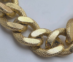Vintage Gold Tone Textured Curb Chain Necklace Set Chunky Y2K Runway 26 In