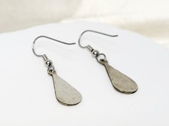 Vintage Pair Crushed Turquoise Mexico Nickel Silver Dangle Drop Earrings