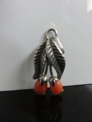 Beautiful Antique Genuine Coral Cherries 835 Silver Designer TEKA Signed Pendant