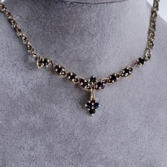 Sterling Silver Sapphire Y-Drop Necklace 12 gems 6.55 grams 17″ One of a Kind