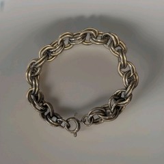 Vintage Silver Tone Double Link Charm Bracelet Chain 6.5″ Clasp Starter