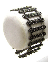 Vintage Etruscan Revival 800 Silver Panel Filigree Bracelet 6.5″ -30.8g