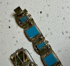 Vtg Southwestern Jewelry Bracelet LOT Alpaca Mexico Native American Signed