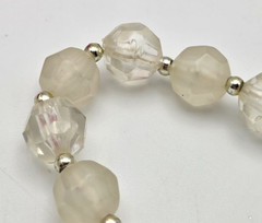 Vintage Lucite Bead Necklace Clear Milk Faceted 25 Inch Spring Ring Clasp