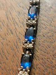 Avon Vintage Tennis Bracelet Silver Tone With Blue Stones