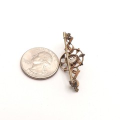 Victorian 10k Gold Moonstone Brooch Pin Ornate Scroll Design