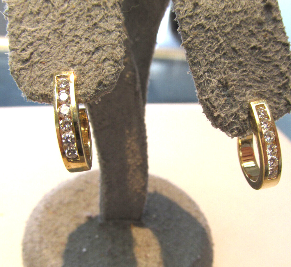 Estate 14k Gold Natural Diamond Huggie Earrings .60 ctw VS1-G MAKE OFFER