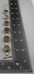 Vintage Bracelet Carved Rock Quartz Sterling Silver Link Crystal Smoky Quartz