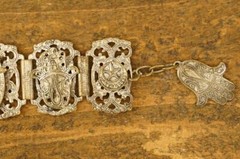 Vintage Souvenir Bracelet Morocco Hamsa Hand Elephant Link Nickel Plated Brass