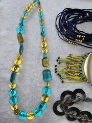 Lot of 5 Vintage Adjustable Necklaces Glass, Metal & Plastic Beads (J) (58)