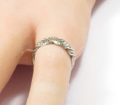 Antique Art Deco Diamond Wedding Eternity Band 14KW Ring Size 4 UK-H 5.24MM Wide