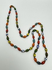Vintage Ercole Moretti Scarabocchio Murano Glass Bead Necklace 28″ Knotted
