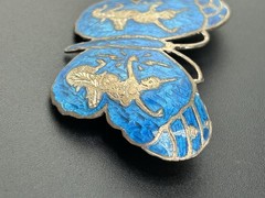 Siam Niello Sterling Silver Blue Butterfly Brooch
