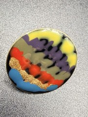 Vintage Cloisonné Enamel Stud Earrings Gold Tone Multicolor Abstract