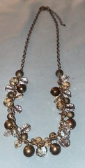 Vintage 16” To 18” Necklace Gold Tone Chain With Clear & Gold Beads