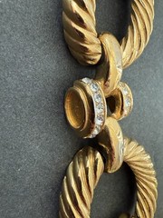 Vintage Givenchy Necklace Oval Link Rhinestone & Color Cabochon Gold Tone READ