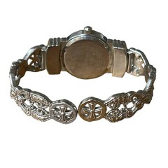 Vintage Geneva Silver Tone Bracelet Watch | Ornate Filigree Band | Victorian
