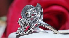 14k white gold 0.16ct diamond size 5.5 ring handmade 1920’s antique 4.0gr