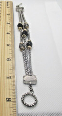 Vintage Black Silver Gold Tone Bracelet