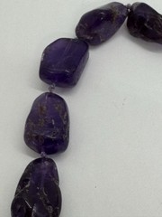 VTG Natural Purple Amethyst Gemstone Necklace Large Rough Nuggets Knotted 18″